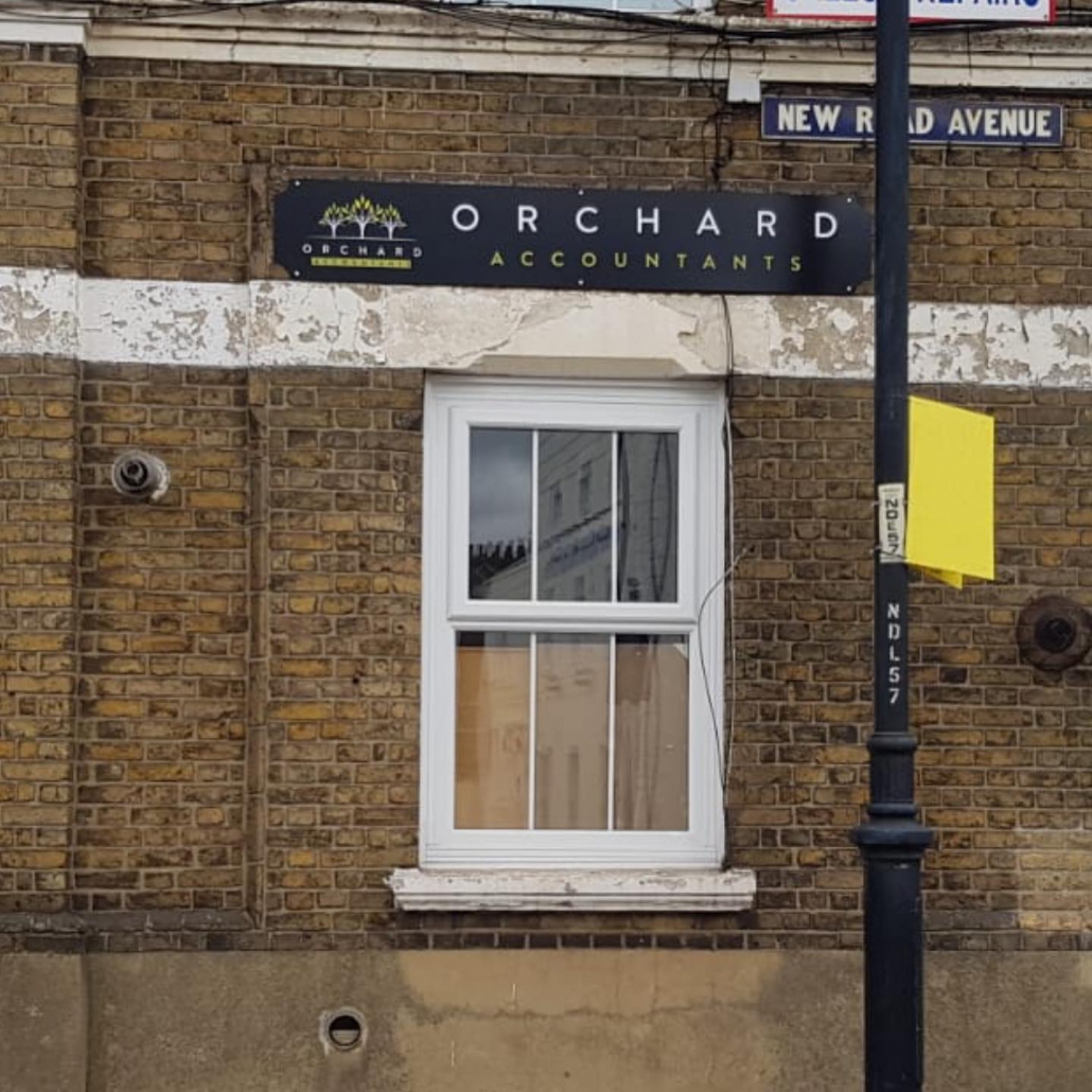 Orchard exterior signage outside of building