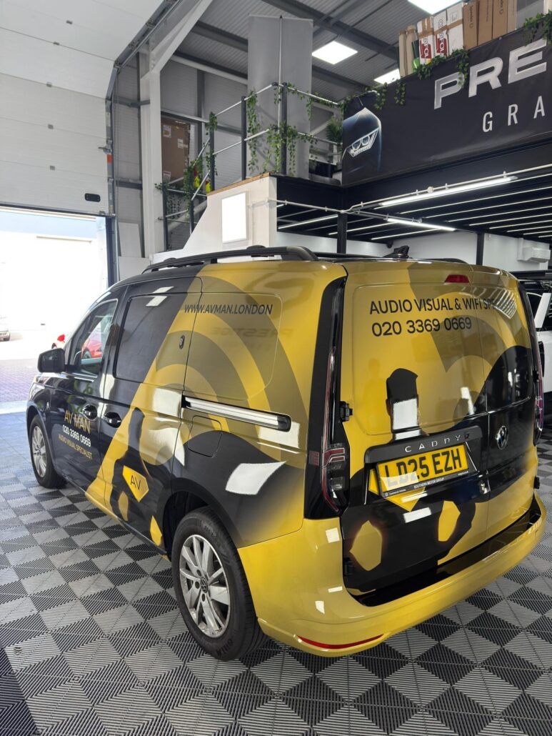 PC Man Van partial wrap - rear side view