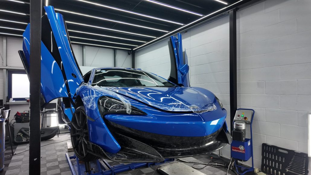 McLaren 540C Full Wrap 11 - Prestige Graphics Kent McLaren 540C - blue wrap - elevated