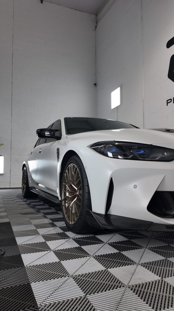BMW M3 CS Stealth PPF, Red Striping & Light tints 3 - Prestige Graphics Kent White BMW - Burnett View 1