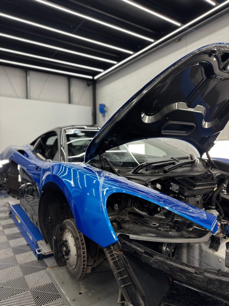 McLaren 540C Full Wrap 8 - Prestige Graphics Kent Blue Mclaren side view dismantled