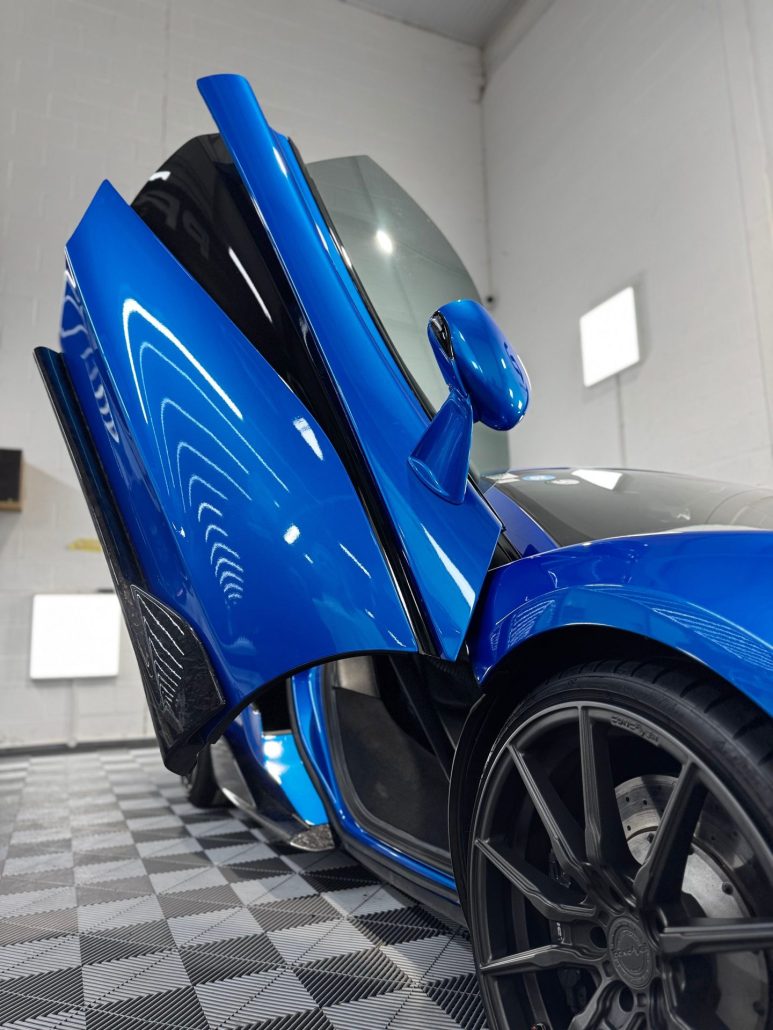 McLaren 540C Full Wrap 5 - Prestige Graphics Kent Side open door on Blue Mclaren