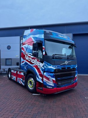 Nicholls Volvo Electric Lorry Branding