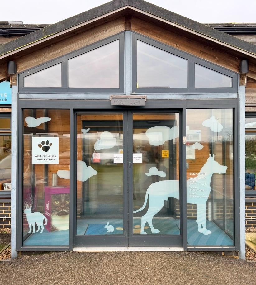 Whitstable Bay Veterinary Multiple Signage 1 - Prestige Graphics Kent Whitstable Vets Unit - window signage