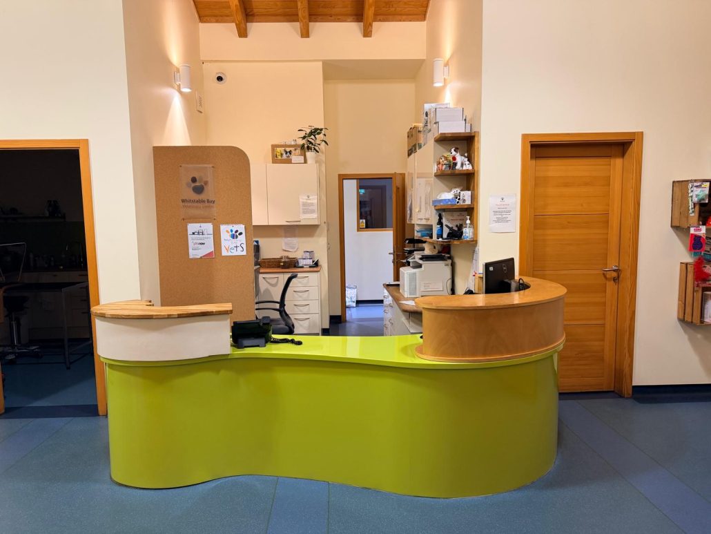 Whitstable Bay Veterinary Multiple Signage 5 - Prestige Graphics Kent Whitstable Vets Unit - desk wrap