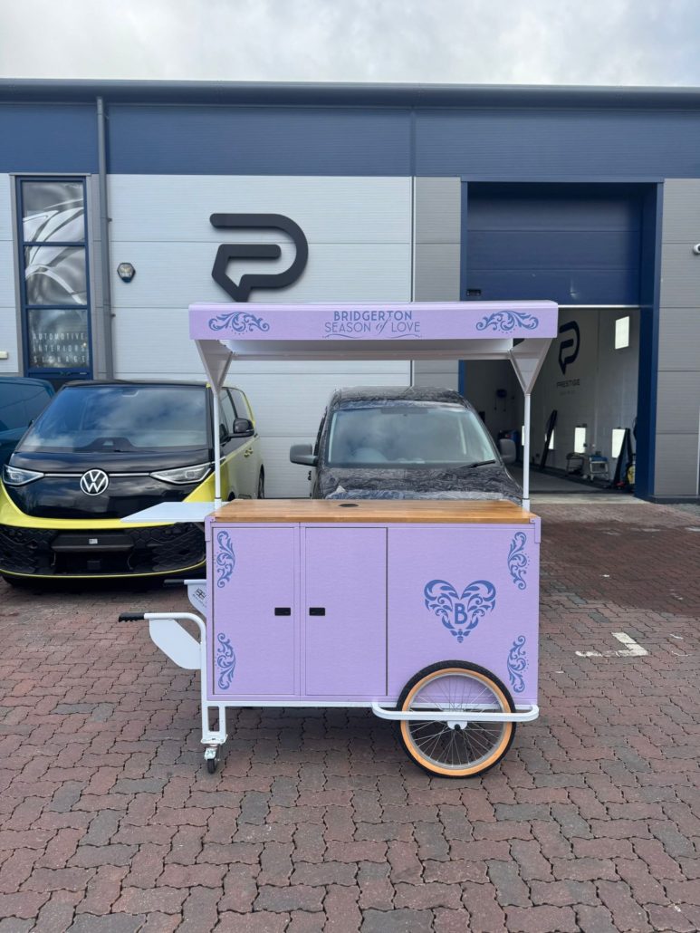 Coffee Cart Custom Branding 3 - Prestige Graphics Kent Coffee Cart - Netflix Bridgeton