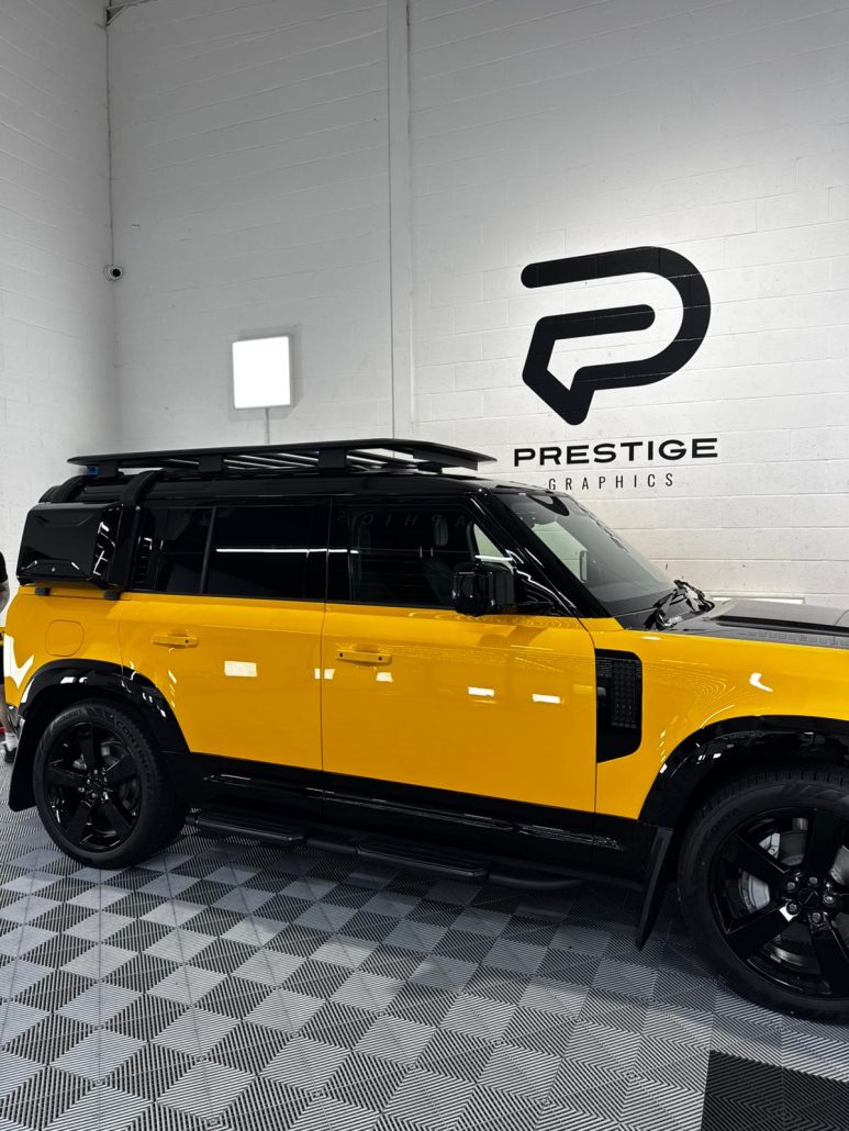 Defender 110 Coloured PPF 1 - Prestige Graphics Kent Defender 110 - side view