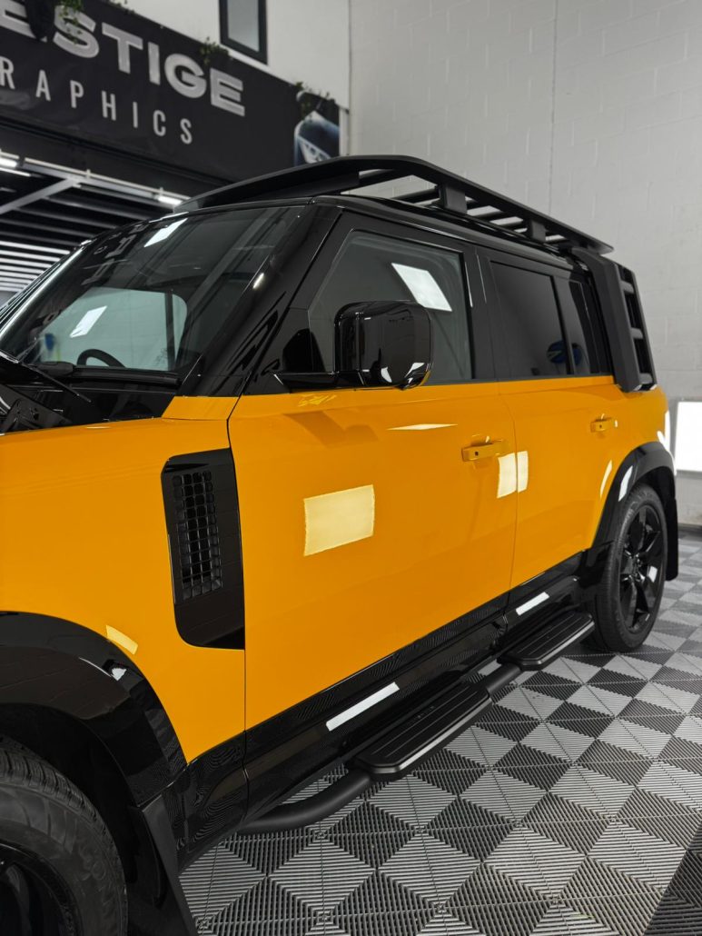 Defender 110 Coloured PPF 2 - Prestige Graphics Kent Defender 110 - side view